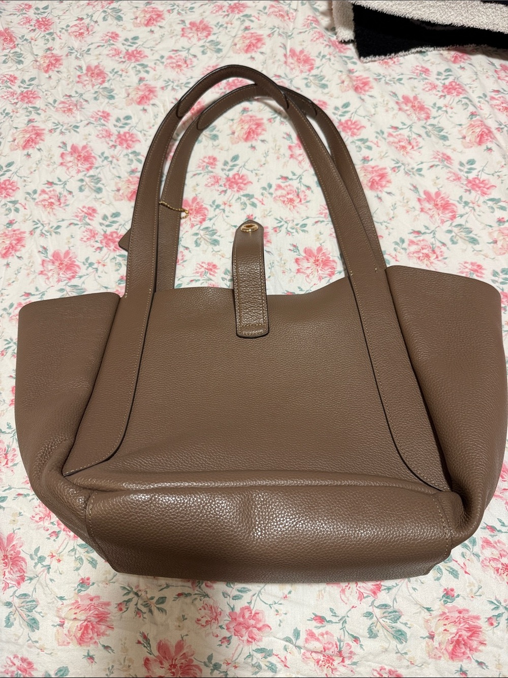 Coach Pebbled Leather Tote in Taupe Brown